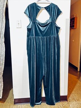 NEW VELOUR JUMPSUIT - OLD NAVY - Forest/Pine Green - Side Pockets - Size: 3X